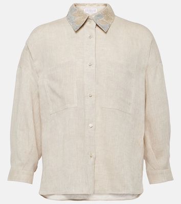 Brunello Cucinelli Embellished linen shirt