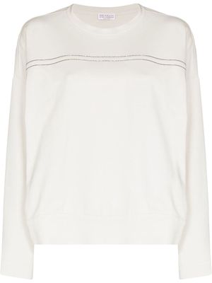 Brunello Cucinelli embellished long-sleeve sweatshirt - Neutrals