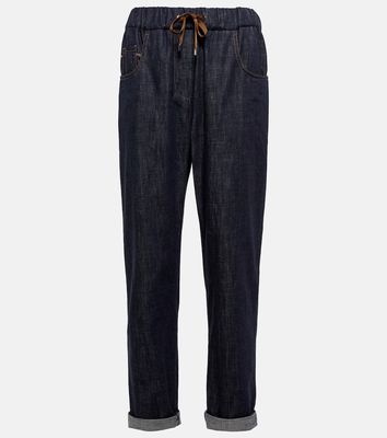 Brunello Cucinelli Embellished tapered jeans