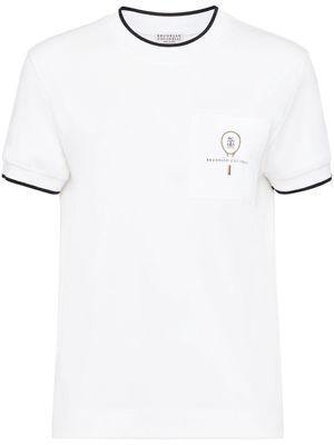 Brunello Cucinelli embroidered cotton T-shirt - White