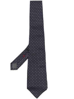 Brunello Cucinelli embroidered-design silk tie - Blue
