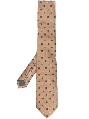 Brunello Cucinelli embroidered-design silk tie - Neutrals