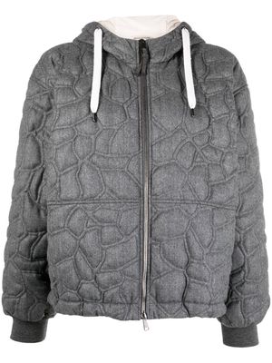 Brunello Cucinelli embroidered hooded jacket - Grey