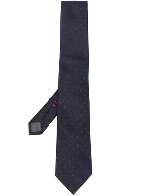 Brunello Cucinelli embroidered polka-dot pattern tie - Blue