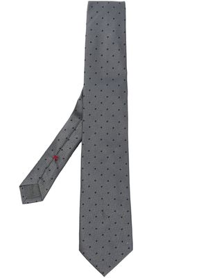 Brunello Cucinelli embroidered polka-dot pattern tie - Grey