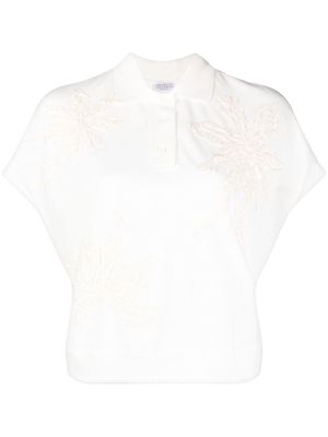 Brunello Cucinelli embroidered polo shirt - White