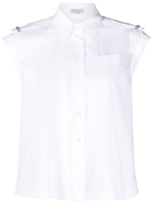 Brunello Cucinelli epaulette-detail sleeveless shirt - White