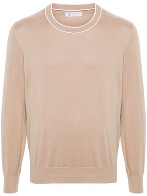 Brunello Cucinelli fine-ribbed cotton jumper - Neutrals