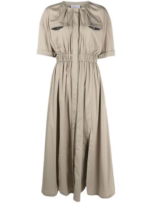 Brunello Cucinelli flap-pocket midi dress - Neutrals