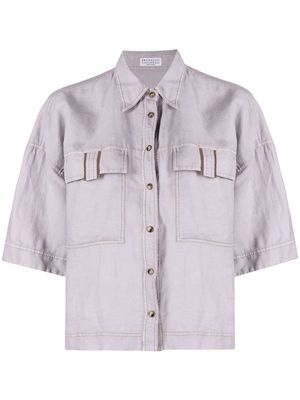 Brunello Cucinelli flap-pocket short-sleeve shirt - Purple