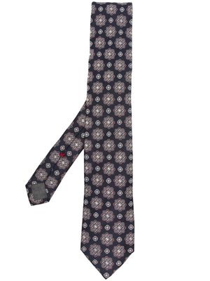 Brunello Cucinelli floral-embroidered silk tie - Blue
