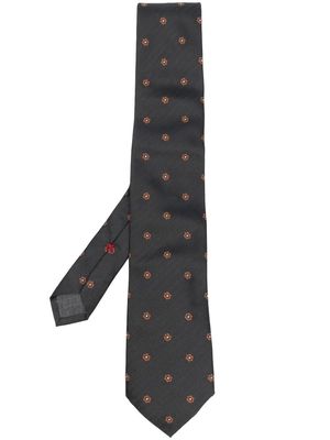 Brunello Cucinelli floral-embroidered silk tie - Grey