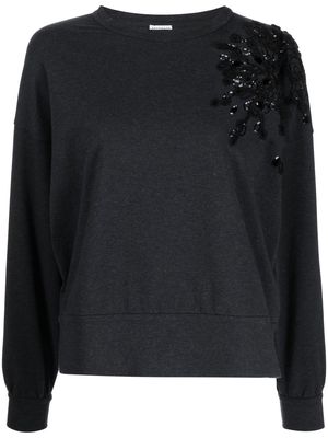 Brunello Cucinelli floral-embroidered sweatshirt - Black