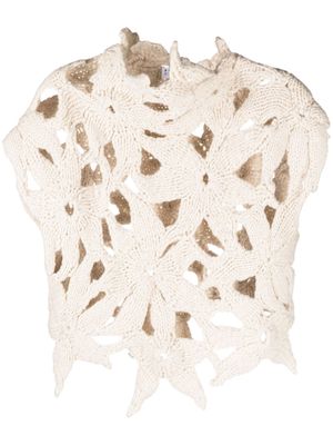 Brunello Cucinelli floral open-knit cashmere vest - Neutrals