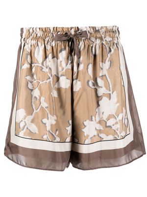 Brunello Cucinelli floral print drawstring shorts - Neutrals