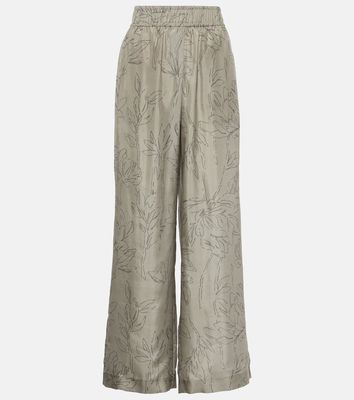 Brunello Cucinelli Floral silk wide-leg pants