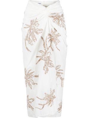 Brunello Cucinelli floral wrap maxi skirt - White