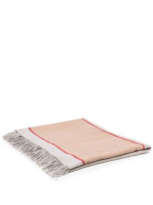 Brunello Cucinelli fringed colour-block silk blanket - Neutrals