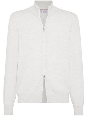 Brunello Cucinelli funnel-neck cashmere cardigan - White