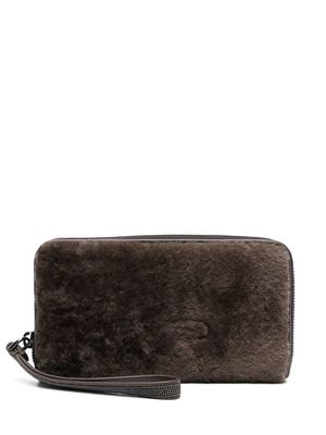 Brunello Cucinelli fur zip-around purse - Brown