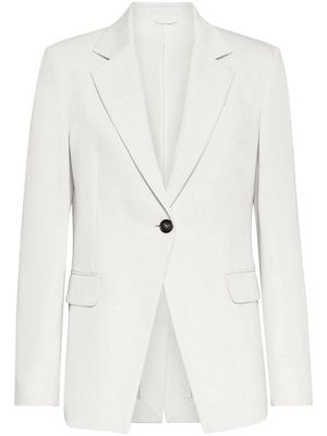 Brunello Cucinelli gabardine-weave single-breasted blazer - White