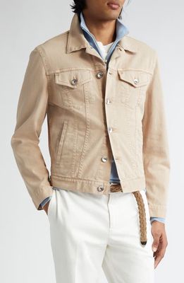 Brunello Cucinelli Garment Dyed Lightweight Denim Jacket in C7400 Farro