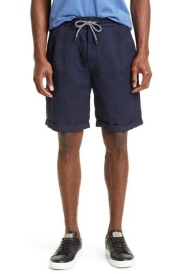 Brunello Cucinelli Garment Dyed Linen Blend Bermuda Shorts in C2515 Ocean Blue