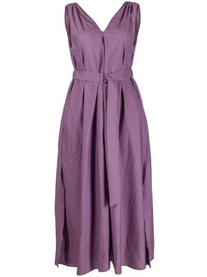 Brunello Cucinelli gathered v-neck dress - Purple