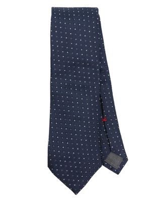 Brunello Cucinelli geometric-jacquard silk tie - Blue