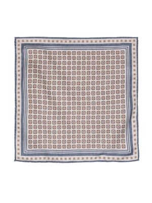 Brunello Cucinelli geometric-print silk scarf - Brown