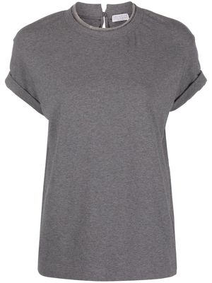 Brunello Cucinelli glitter-trim short-sleeve T-shirt - Grey