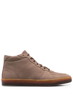 Brunello Cucinelli grained high-top sneakers - Brown