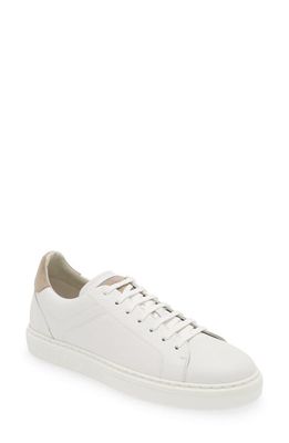 Brunello Cucinelli Grained Leather Sneaker in Ce280-White