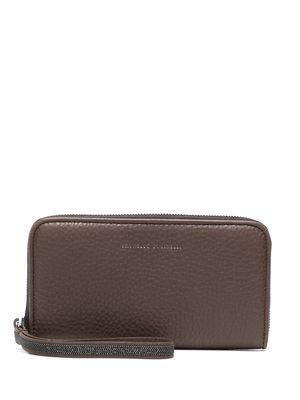 Brunello Cucinelli grained-texture leather wallet - Brown