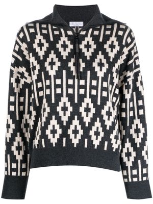 Brunello Cucinelli graphic knited sweatshirt - Black