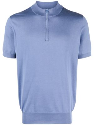 Brunello Cucinelli half-zip short-sleeved jumper - Blue