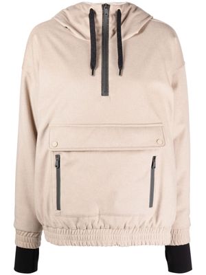 Brunello Cucinelli half zipped long-sleeve hoodie - Neutrals