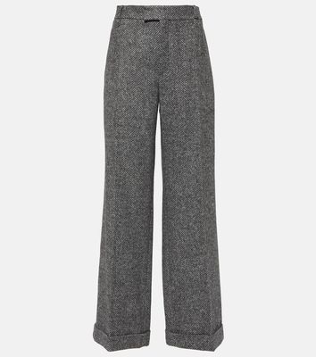 Brunello Cucinelli Herringbone wool-blend flared pants