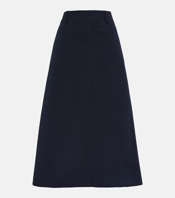 Brunello Cucinelli High-rise cotton-blend midi skirt