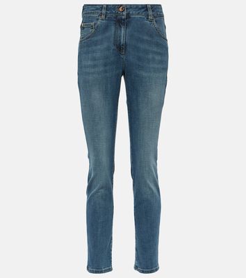 Brunello Cucinelli High-rise cropped skinny jeans