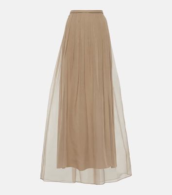 Brunello Cucinelli High-rise pleated silk maxi skirt