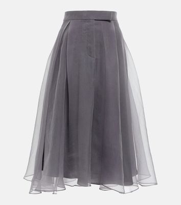 Brunello Cucinelli High-rise silk midi skirt