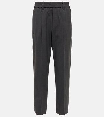 Brunello Cucinelli High-rise tapered wool-blend pants