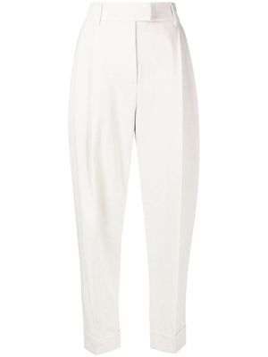 Brunello Cucinelli high-waisted cropped tailored trousers - White