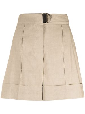 Brunello Cucinelli high-waisted linen-blend shorts - Neutrals