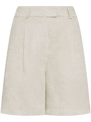 Brunello Cucinelli high-waisted linen shorts - C020 BEIGE