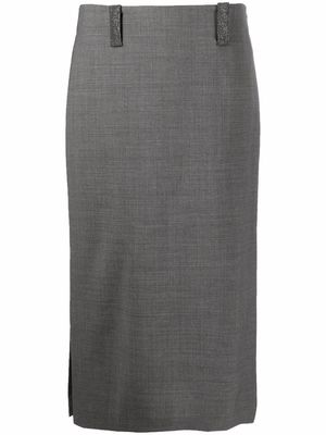 Brunello Cucinelli high-waisted side-slit skirt - Grey