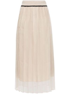 Brunello Cucinelli high-waisted silk skirt - Neutrals