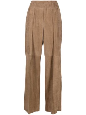 Brunello Cucinelli high-waisted wide-leg trousers - BROWN
