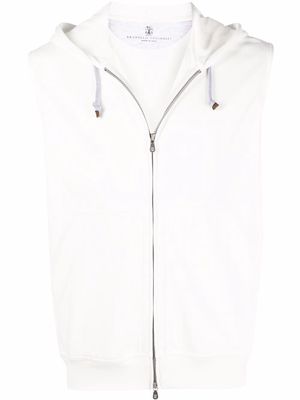 Brunello Cucinelli hooded zip-up gilet - White